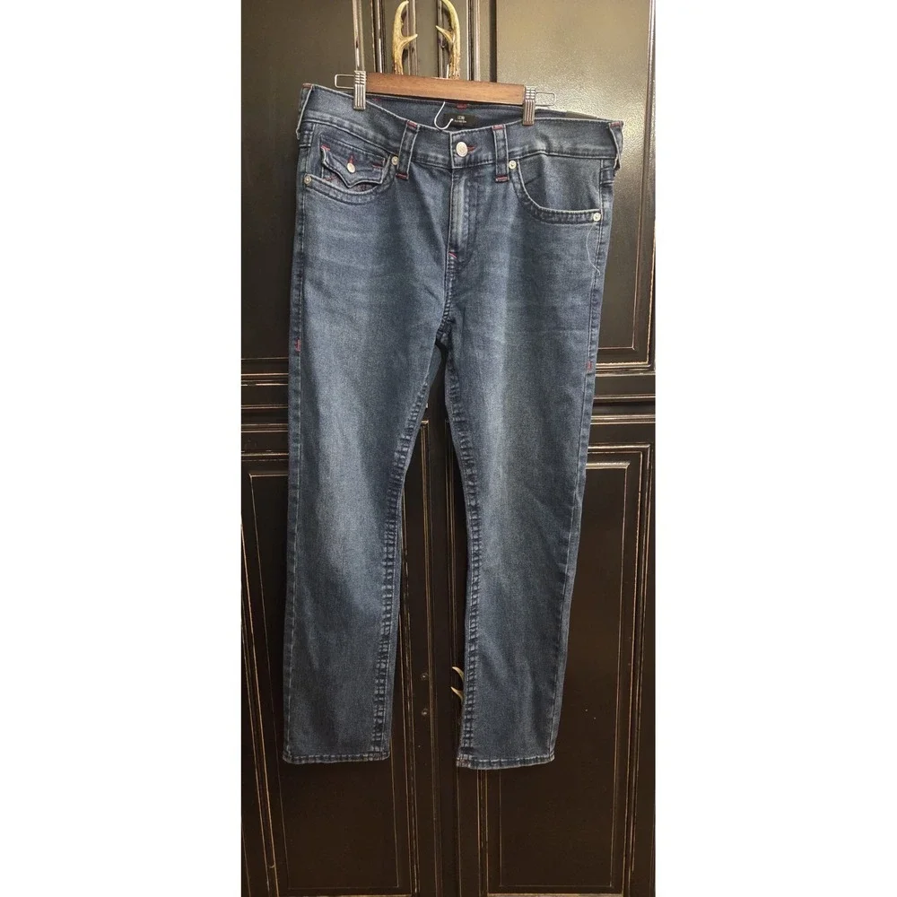 True Religion Geno Relaxed Slim Jeans 36x32,  NWT, School, Concert, Hip-hop, Red
